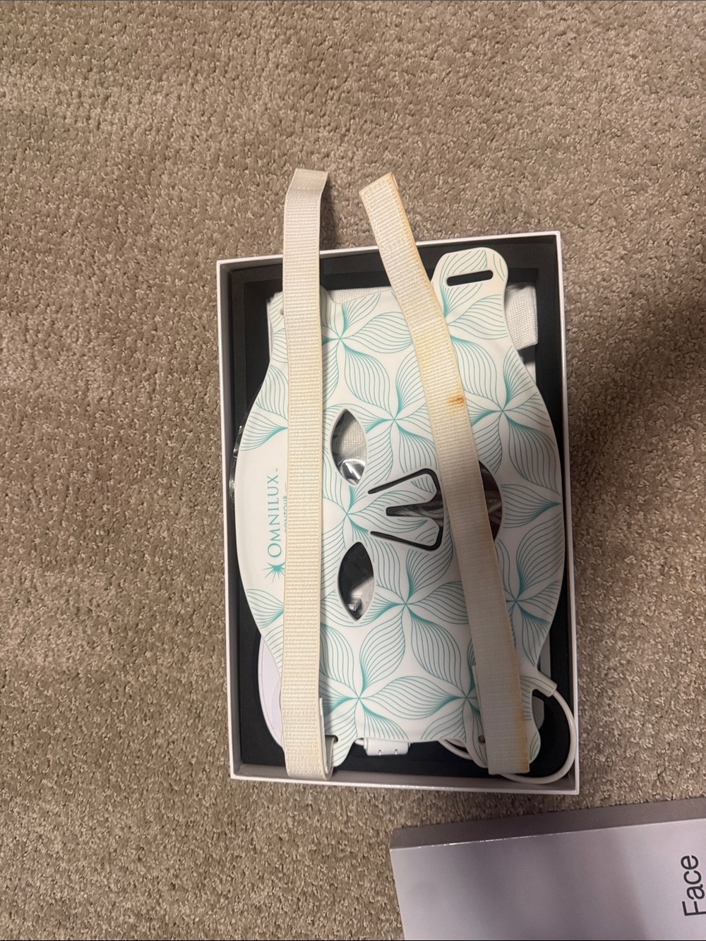 Omnilux Contour LED Therapy Face Mask in White with Teal Floral - Picture 5 of 5